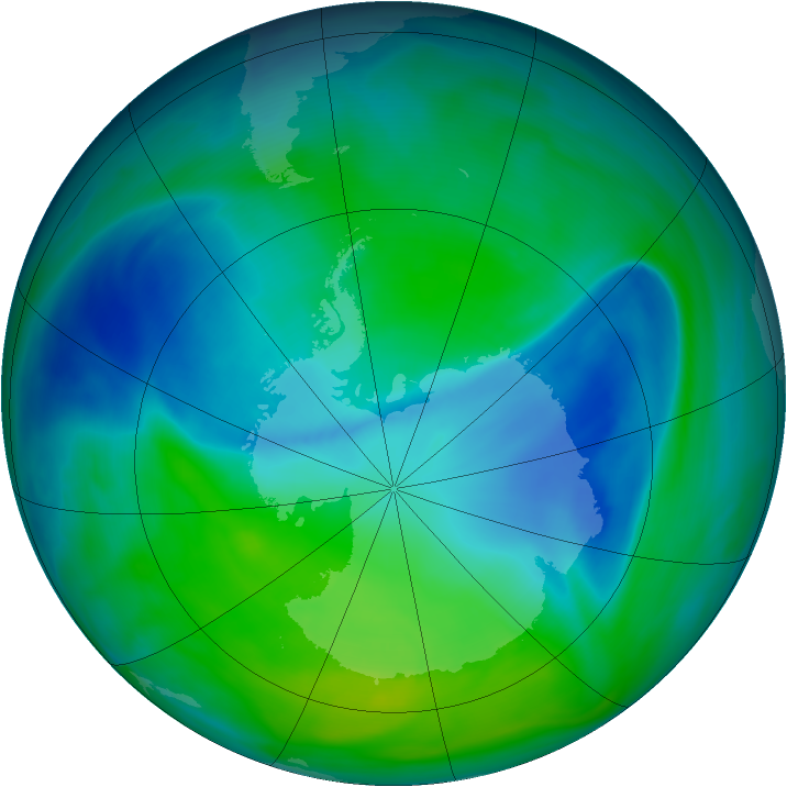 Antarctic ozone map for 06 December 2006